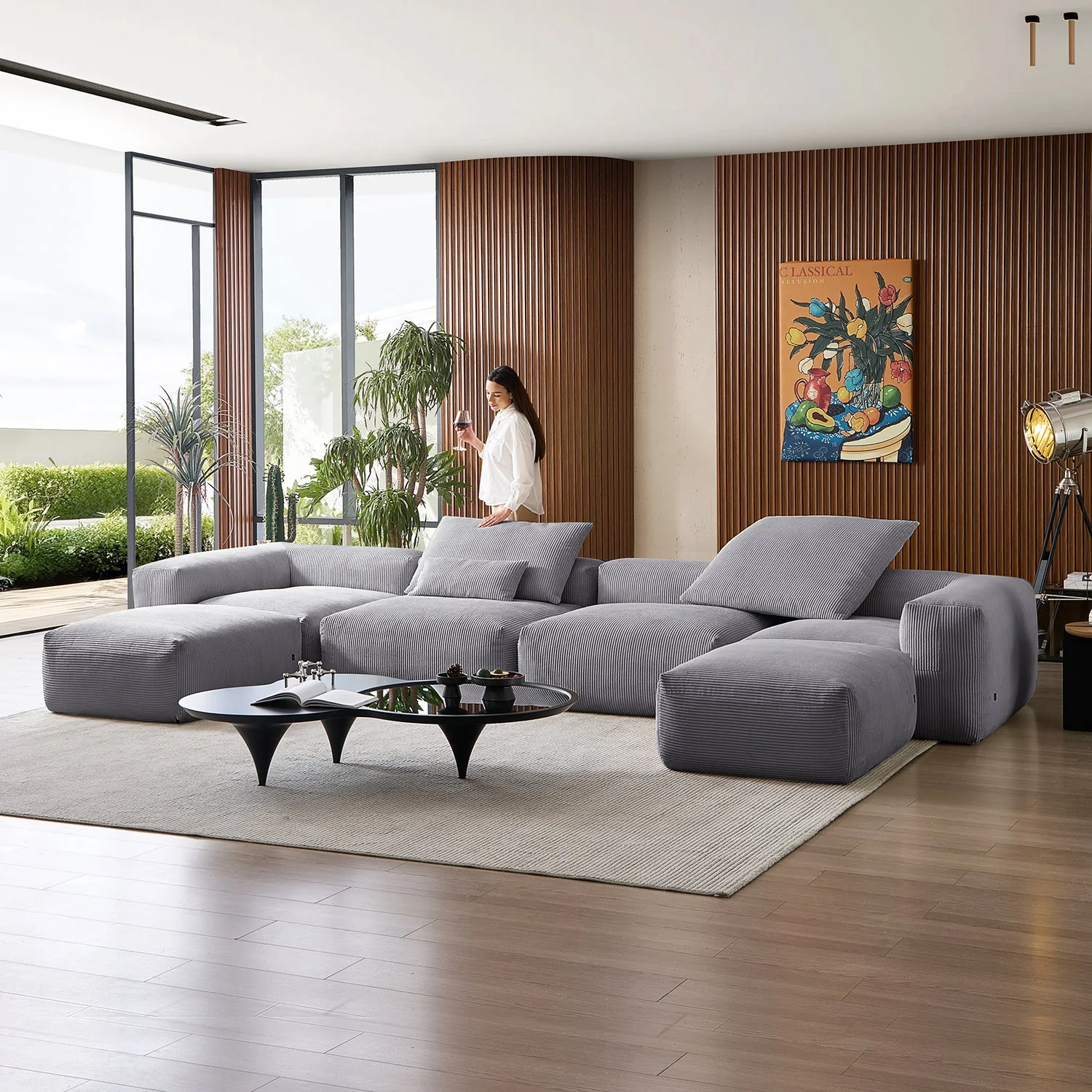 Mellow Extra Deep U Sectional with Ottoman - Image 42