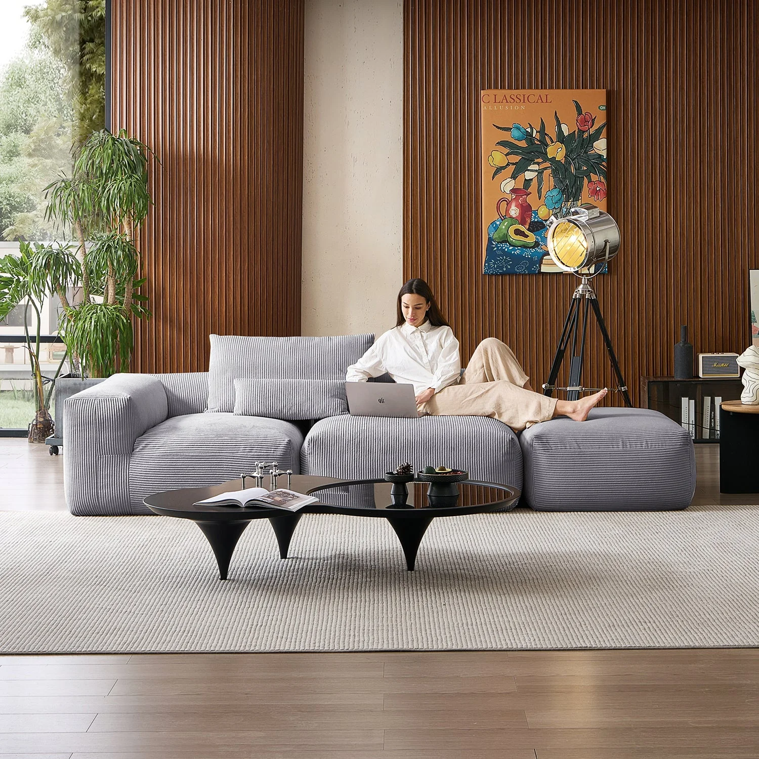 Mellow Half-Closed Sectional with Ottoman - Image 100