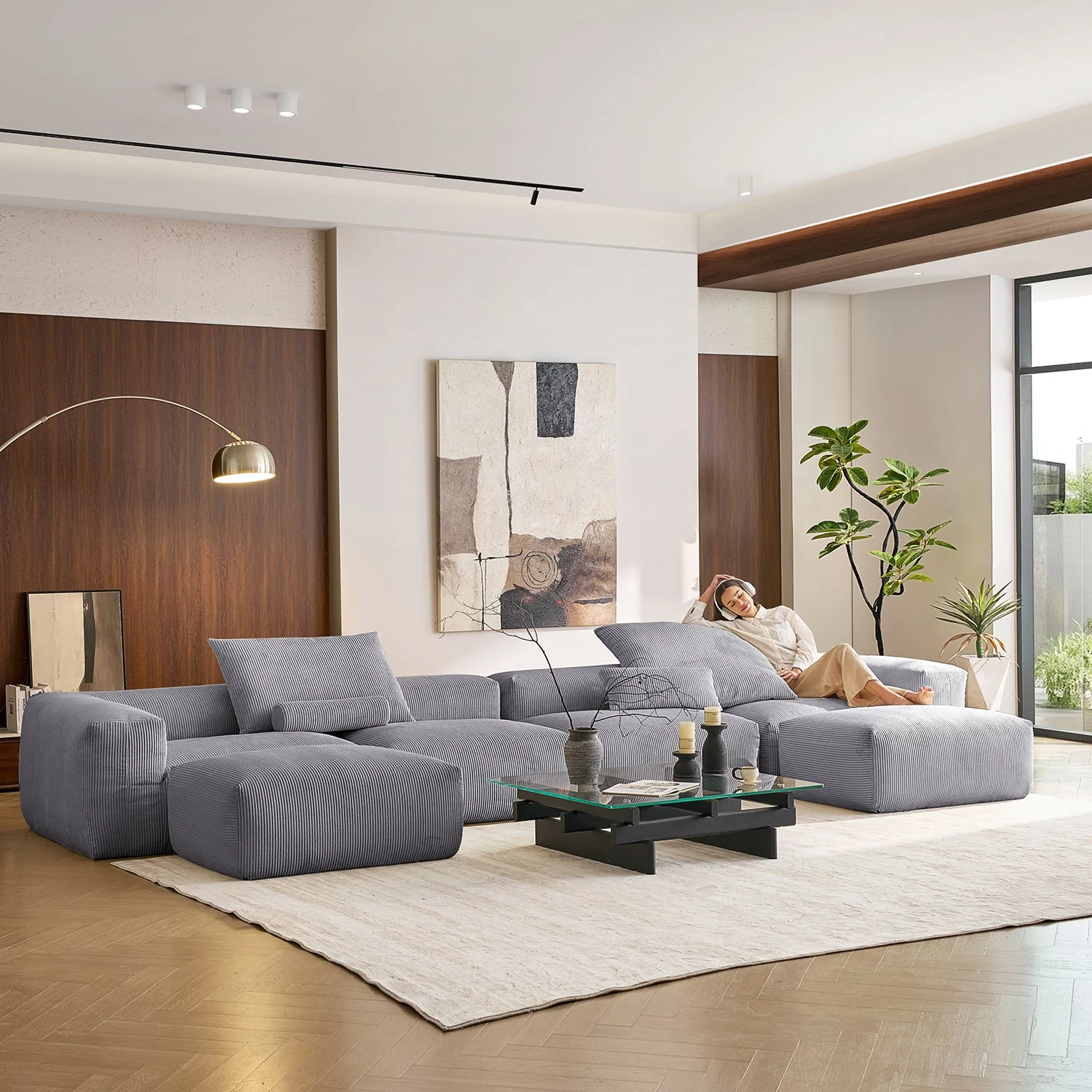 Mellow U Sectional with Ottoman - Image 42